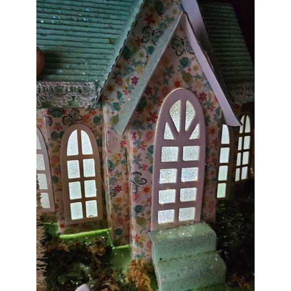 Pier 1 spring mint LED chapel village House Easter light up cardboard rare vinta - Picture 10 of 13